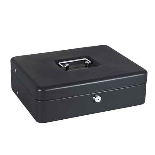 The Ultimate Cash Box with Foam Lining & Cantilever Coin Tray - Black