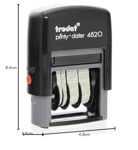 Trodat Date Stamp Printy 4820 Self-Inking, Black Imprint, 4mm Characters