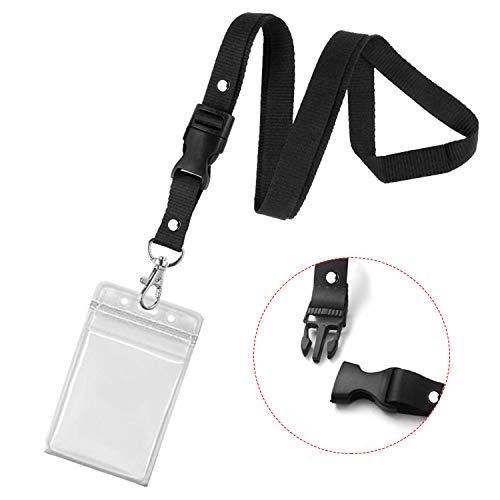 Retractable Lanyard with Card Holder - 4 Piece Set, Black A01