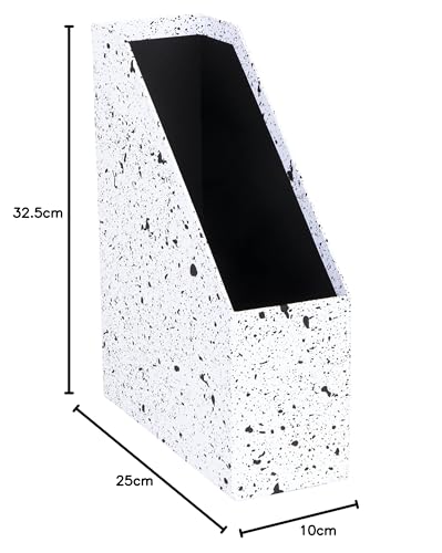 Standing Magazine Storage Box with Label - Document Holder - Black Speckled