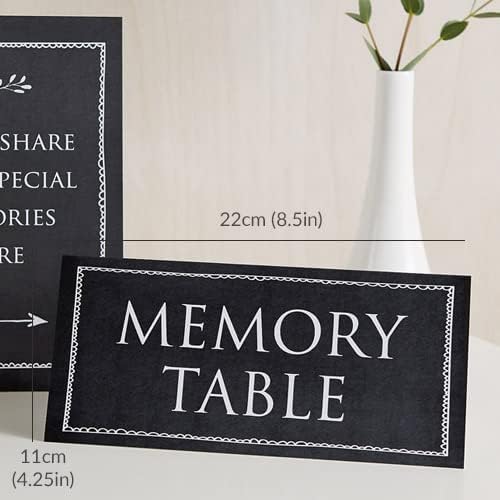 Set of 2 Card Signs 'Memory Table' & 'Share Your Memories' - Black