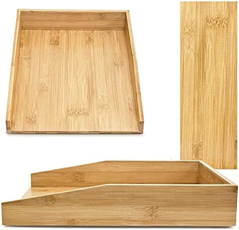 Stackable Bamboo Letter Trays - 2pcs Desk Organiser for Files-CentralDepot247
