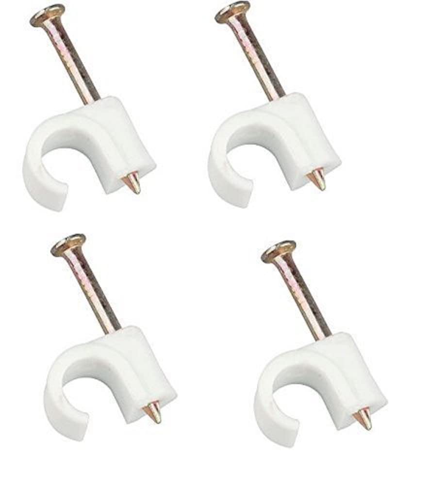 Round Cable Clips Pack of 100 - 5 mm White Plastic-CentralDepot247