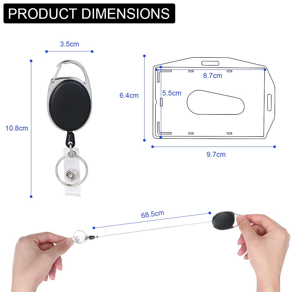 Vicloon 2PCS Retractable Two-Sided ID Card Holder Set