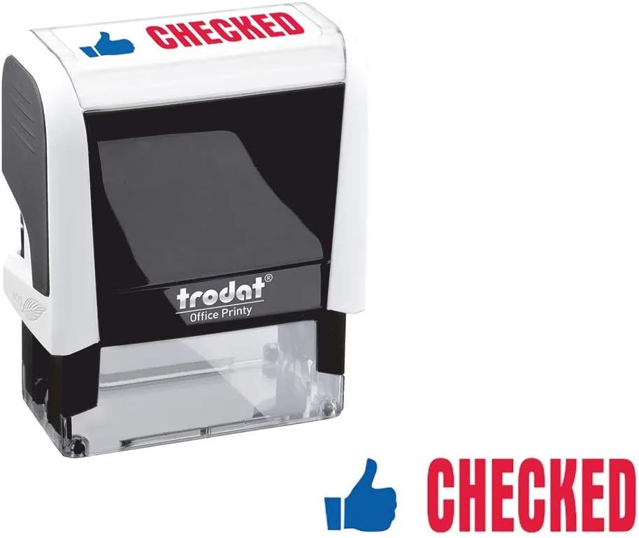 Self-Inking Word Stamp Checked 46x18mm Blue/Red Ink