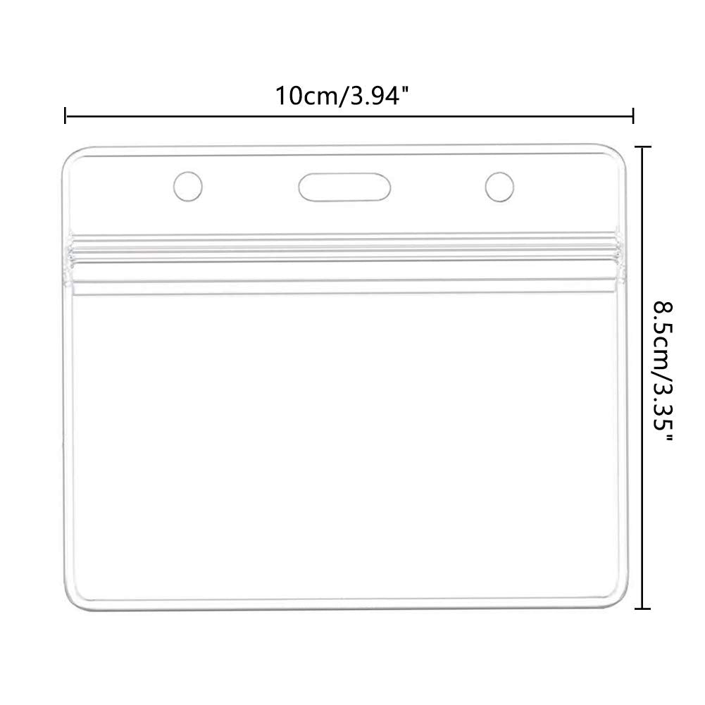 10 PCS Transparent Waterproof Horizontal ID Badge Holders