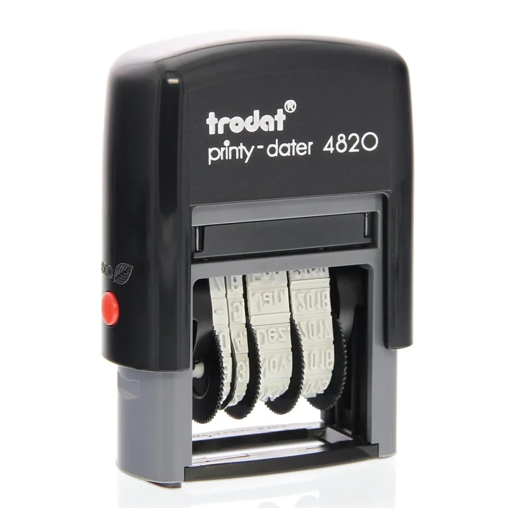 Trodat Date Stamp Printy 4820 Self-Inking, Black Imprint, 4mm Characters