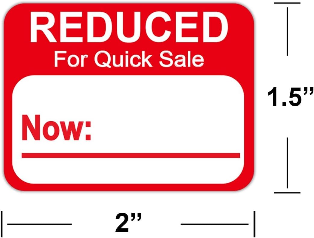 Reduced Stickers Sale Price Labels 500 Pcs/Roll - Red