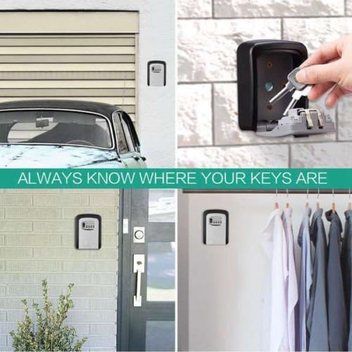 Wall Mounted Key Lock Box with 4-Digit Combination for Secure Key Storage