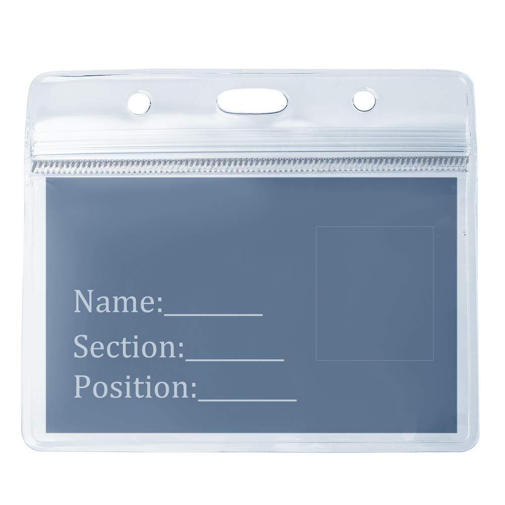 10 PCS Transparent Waterproof Horizontal ID Badge Holders