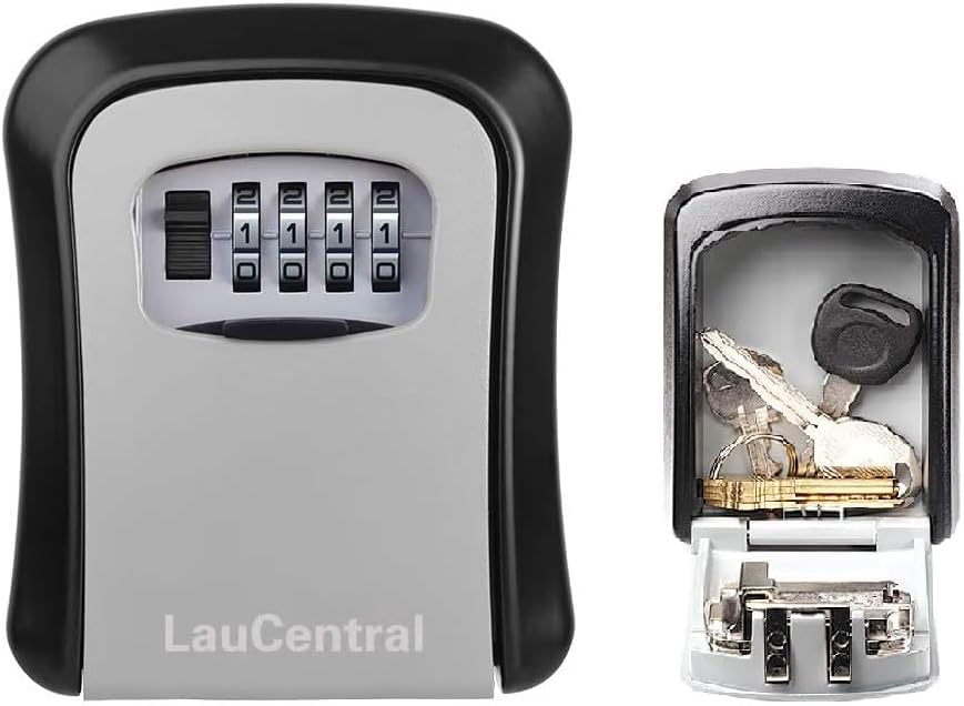 LauCentral 4-Digit Combination Key Safe - Wall Mounted, Weatherproof