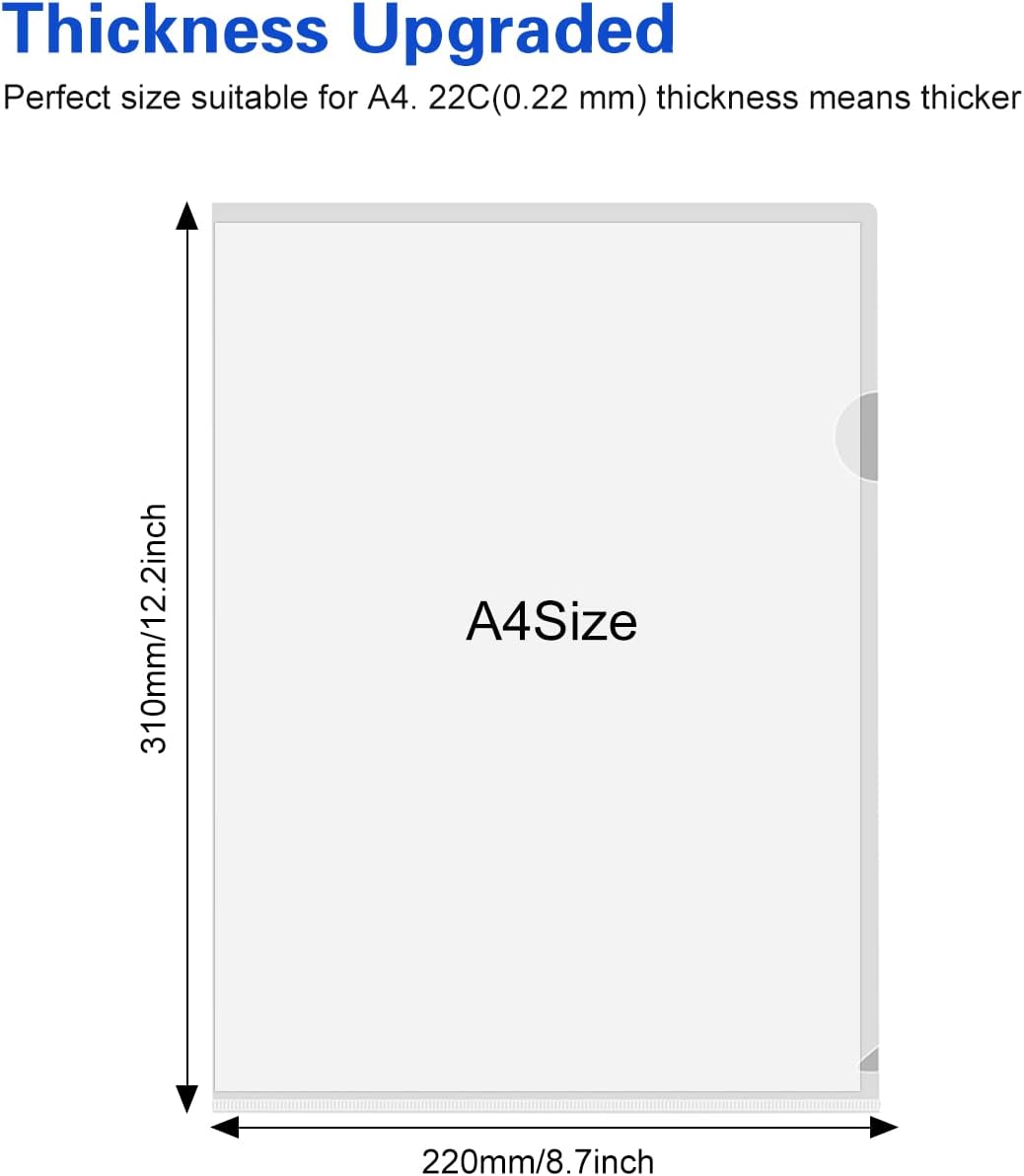 Upgraded 30 Packs A4 Transparent Folders Clear Plastic File Wallets