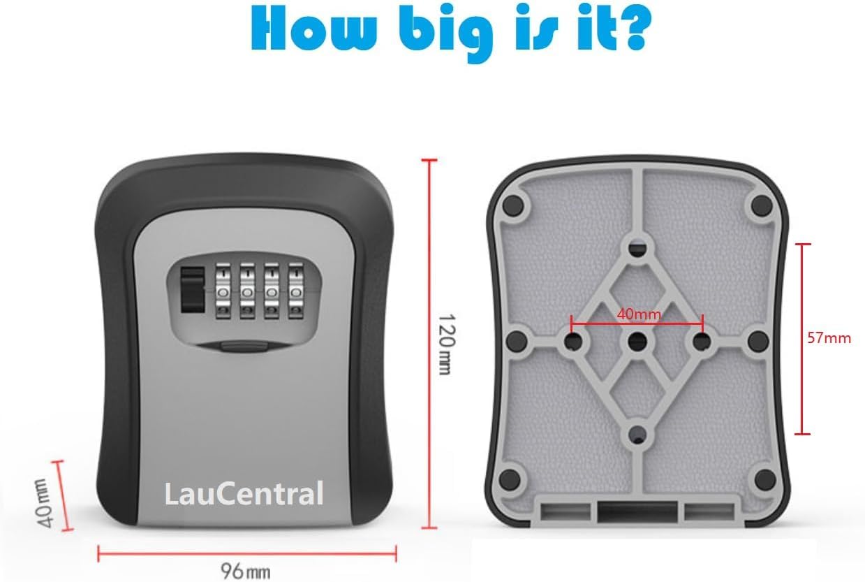 LauCentral 4-Digit Combination Key Safe - Wall Mounted, Weatherproof