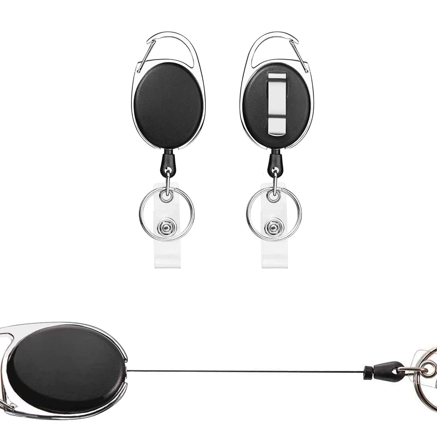 Retractable Badge Holder - 2 Pcs ID Card Badge Reel with Clip
