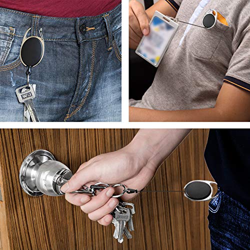 Retractable Lanyard with Card Holder - 4 Piece Set, Black A01
