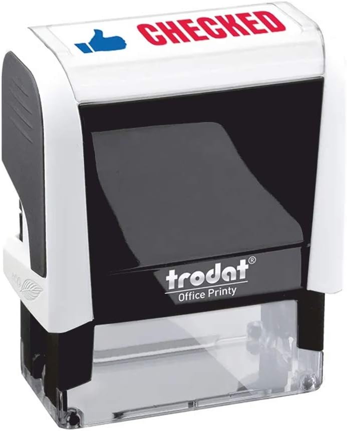 Self-Inking Word Stamp Checked 46x18mm Blue/Red Ink