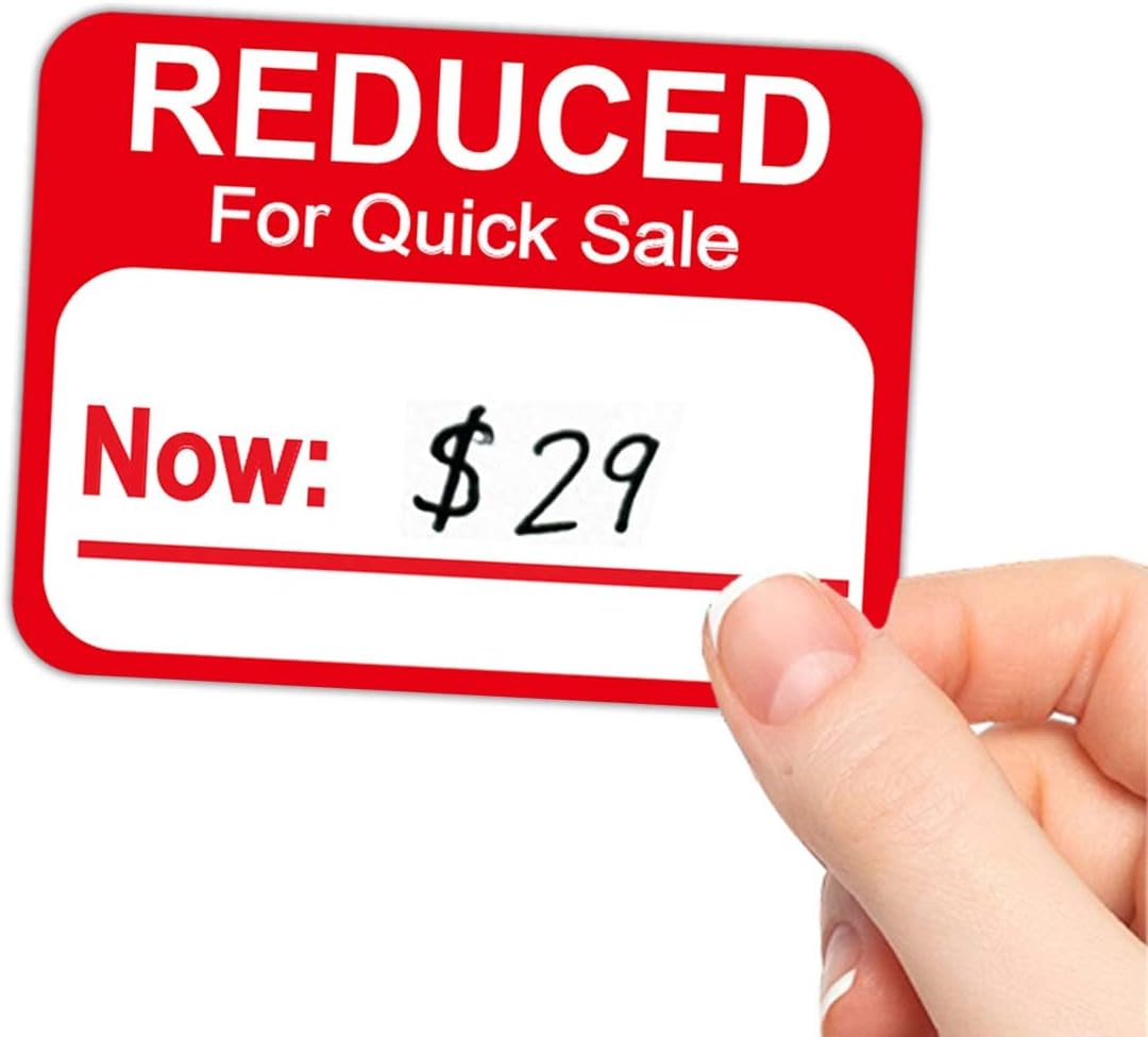 Reduced Stickers Sale Price Labels 500 Pcs/Roll - Red