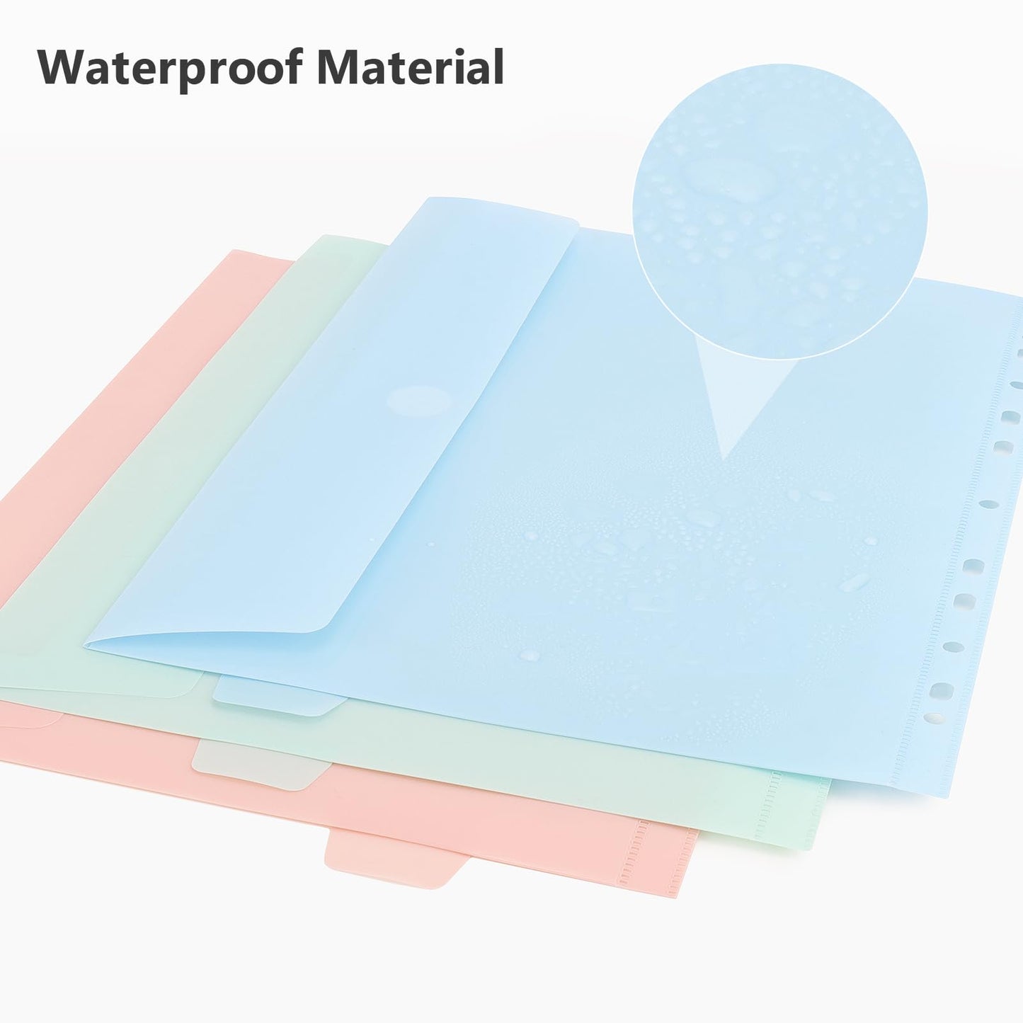 Uquelic 12 Pack A4 Plastic Wallets - Macaron Color Document Sleeves