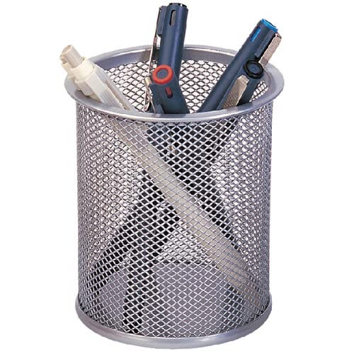 Stylish Silver Mesh Pen Pot for Desktop Organization-CentralDepot247