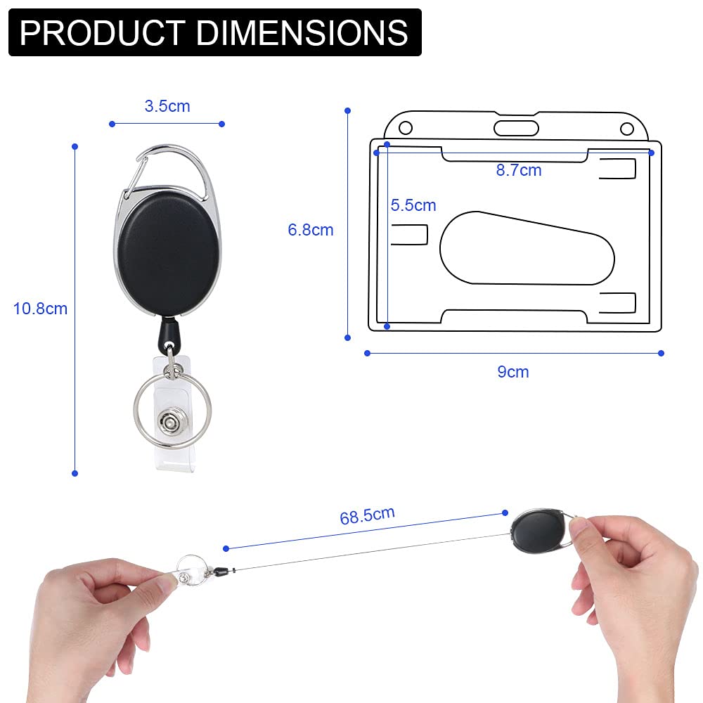 Vicloon 2PCS Retractable Two-Sided ID Card Holder Set