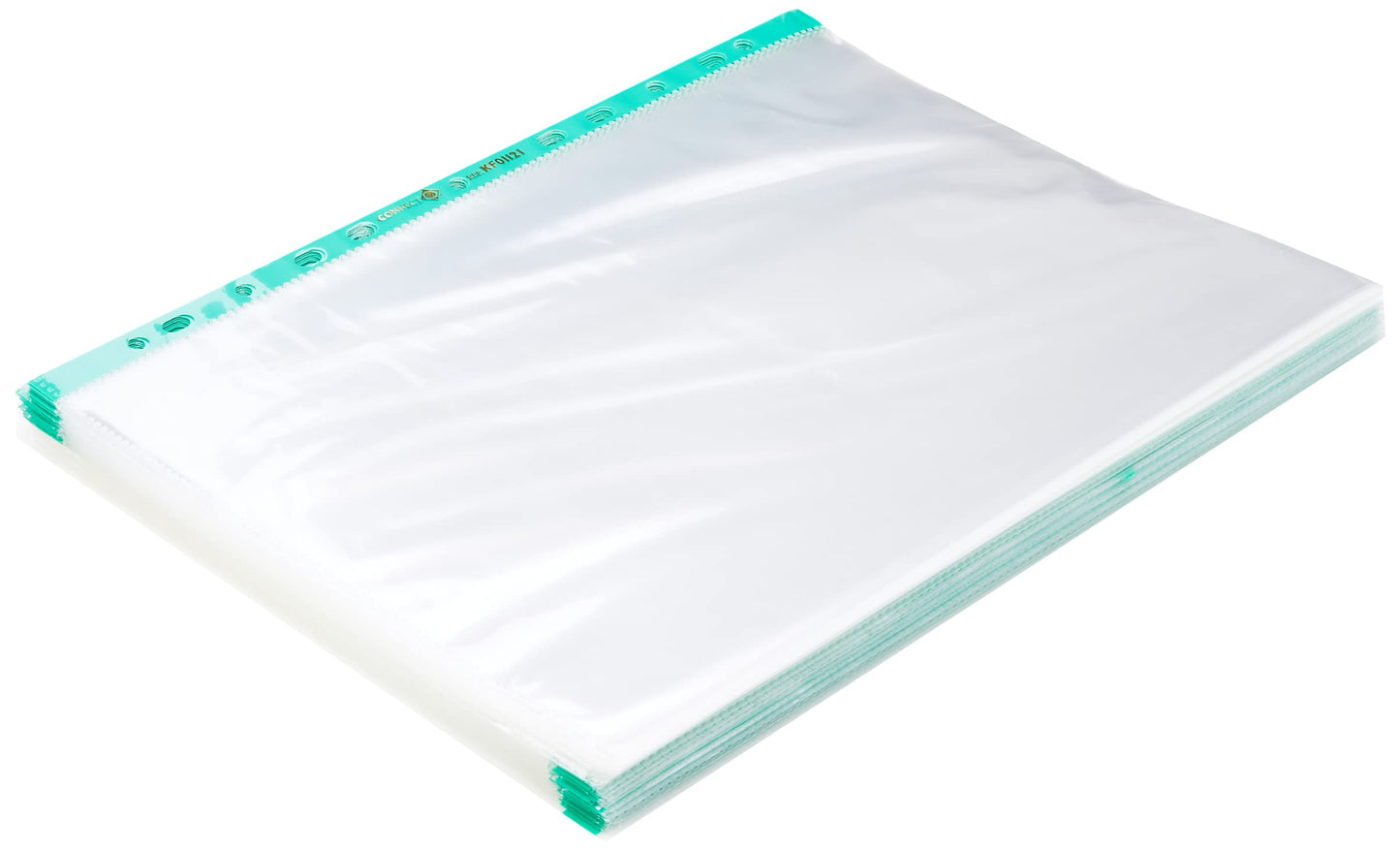 Q-Connect Delux A4 Clear Punched Pockets with Green Strip (Pack of 100)-CentralDepot247