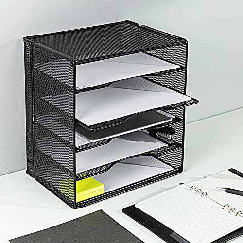 Rectangular Stackable Office Letter Trays - Pack of 2, Black-CentralDepot247