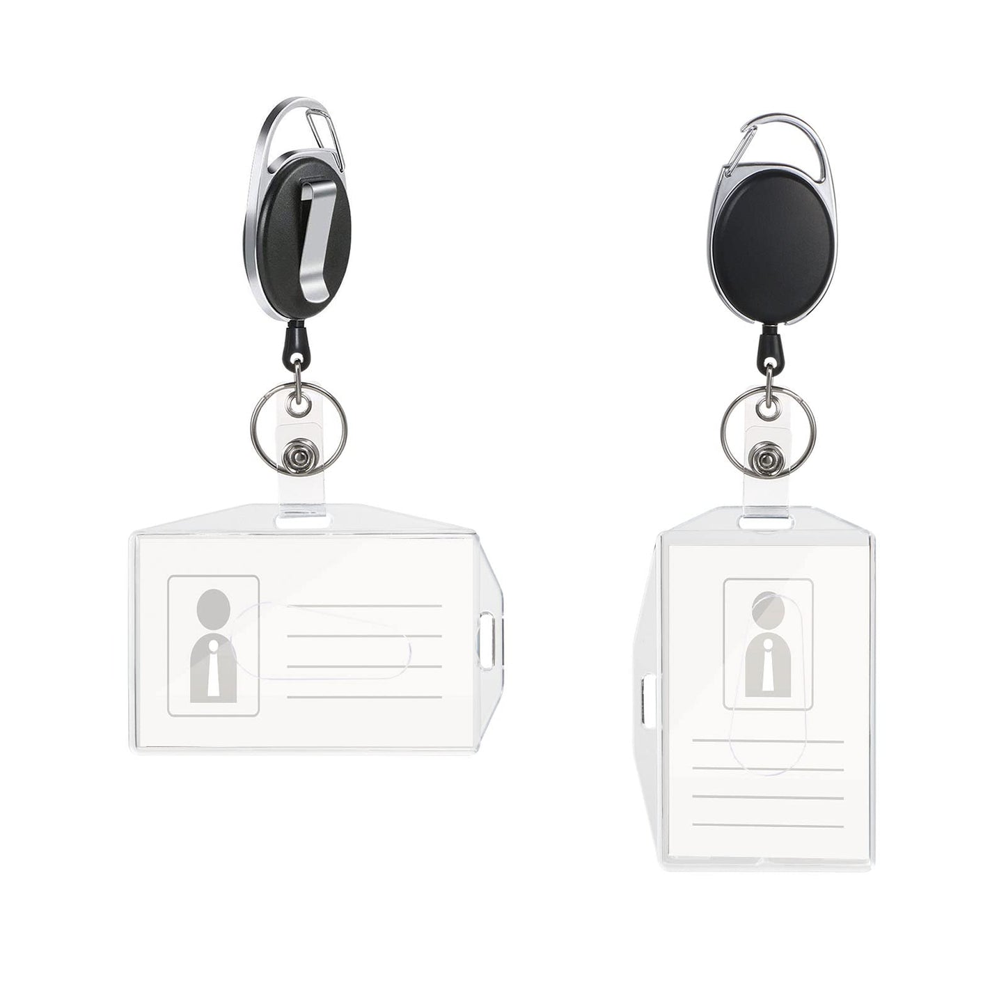 Vicloon 2PCS Retractable Two-Sided ID Card Holder Set