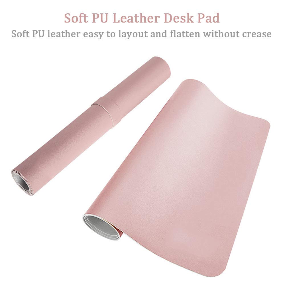 PU Leather Desk Pad - Dual Use Waterproof Extended Mouse Pad (Pink)-CentralDepot247