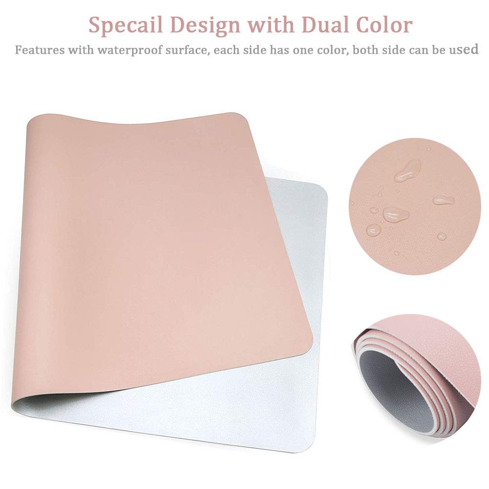 PU Leather Desk Pad - Dual Use Waterproof Extended Mouse Pad (Pink)-CentralDepot247