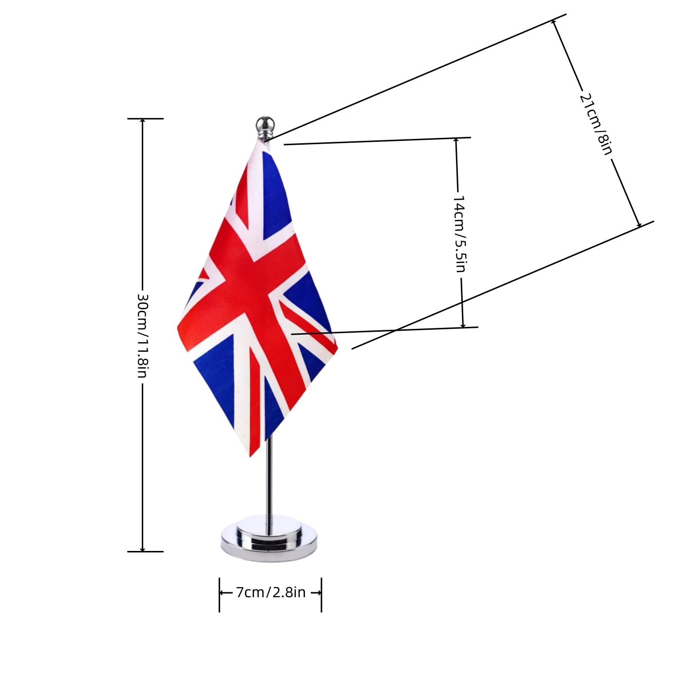 UK Table Flag with Stainless Steel Stand - Union Jack Desktop Flag-CentralDepot247