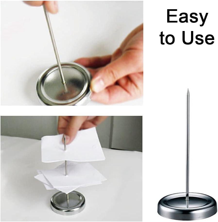 Stainless Steel Straight Rod Memo Holder for Receipts and Notes-CentralDepot247