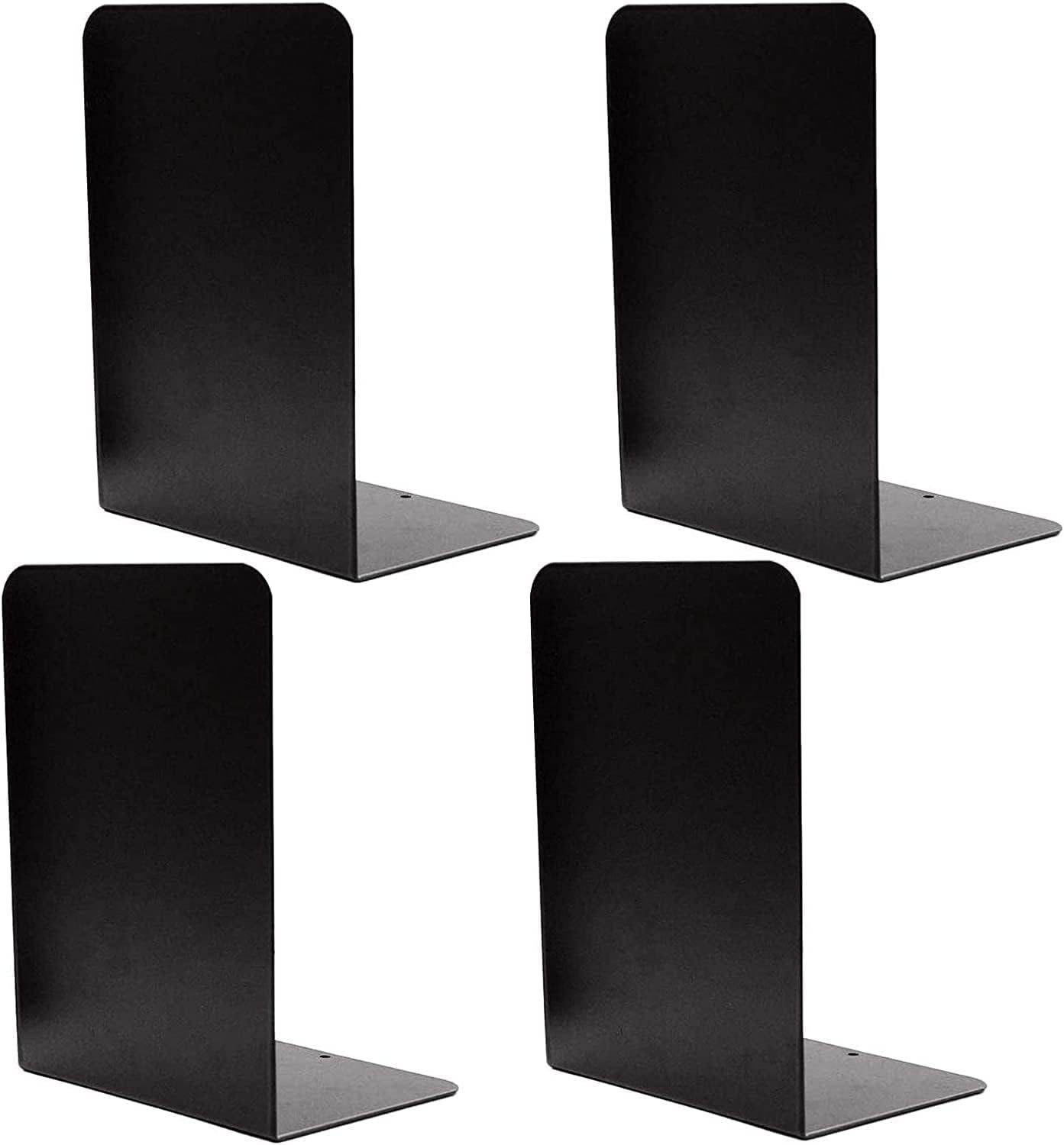 Set of 4 Heavy Duty Metal Book Ends - Non Slip Decorative Dividers-CentralDepot247