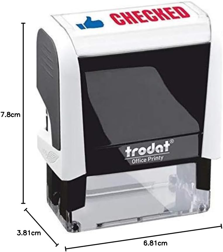 Self-Inking Word Stamp Checked 46x18mm Blue/Red Ink