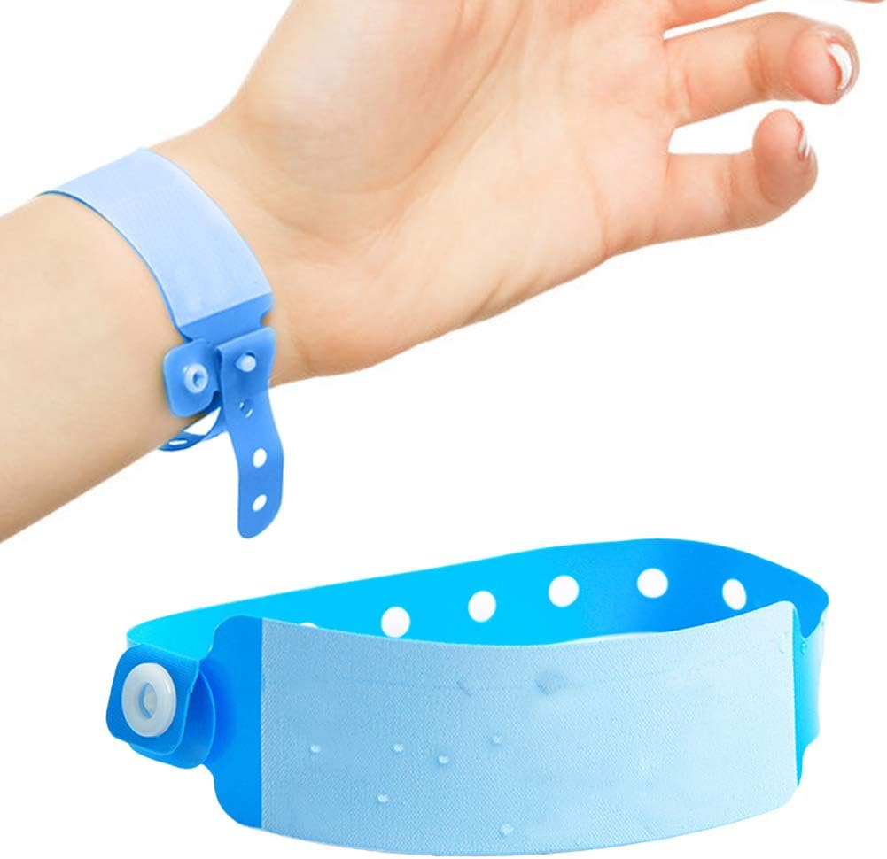 SwirlColor Adult Disposable Event Wristbands - 100 Pack, Blue