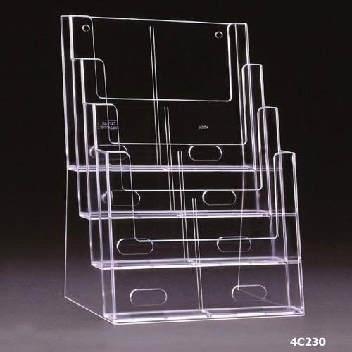 Table Leaflet Stand - A4 Format (4 Compartments) - Transparent-CentralDepot247