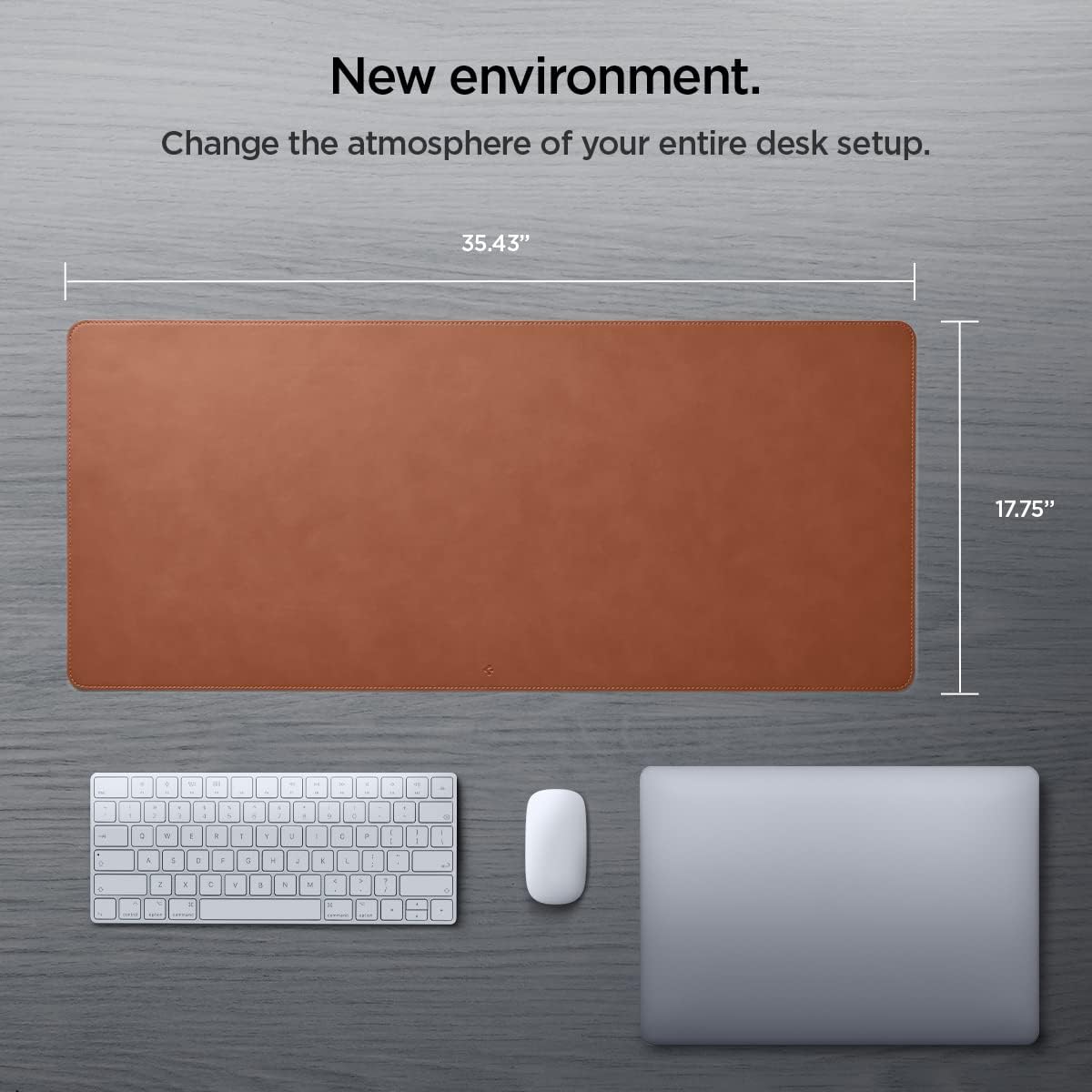 Velo Vegan PU Leather Desk Pad with Non-Slip Rubber Mat - Brown-CentralDepot247