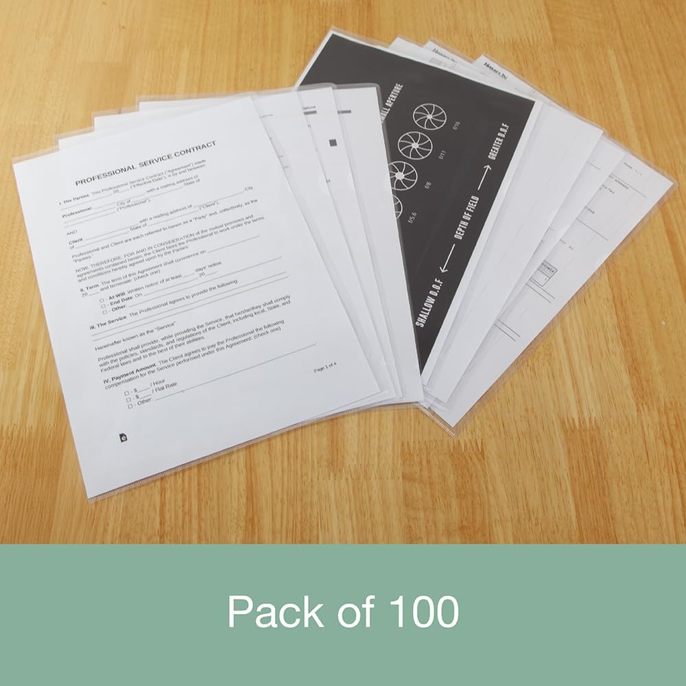 SUMMIT A4 Plastic Wallets - Strong Cut Flush Folders, 100 Pack