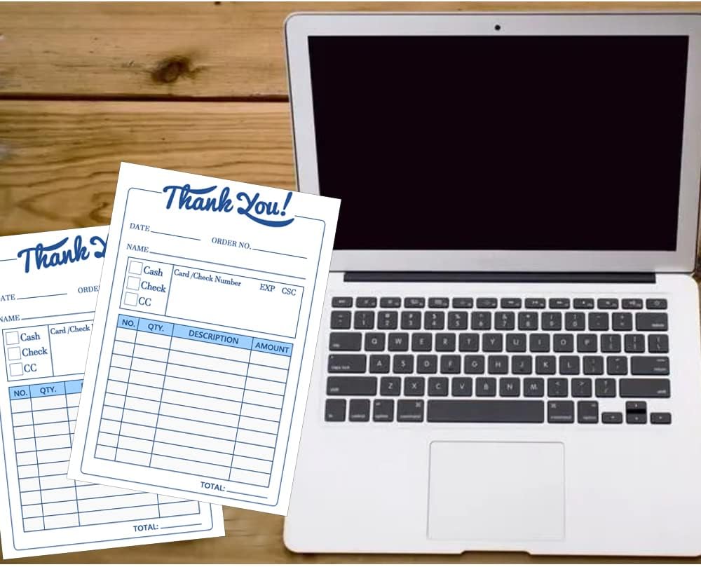 Thank You Receipt Book - Carbonless Invoice Pad, 3.4x5.5 Inch, 50 Sets