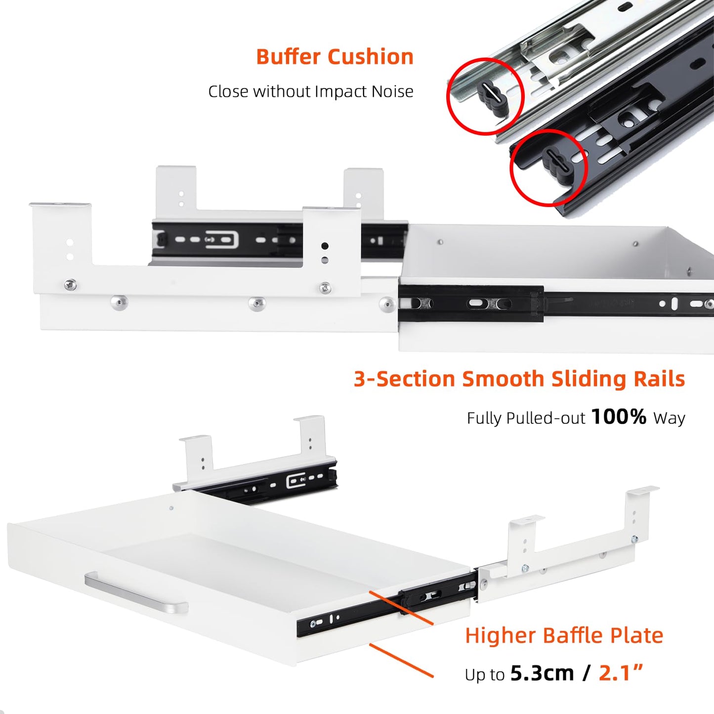 Under Desk Drawer Organizer with 4 Plastic Dividers - 54cm-CentralDepot247