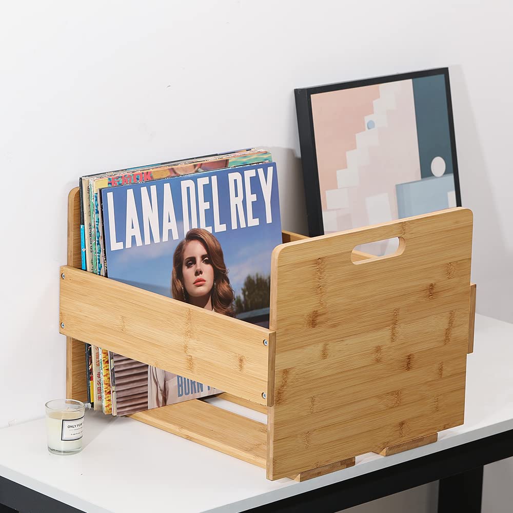 Vinyl Record Storage Crate - Bamboo Organizer for LPs Holds 80 Records-CentralDepot247
