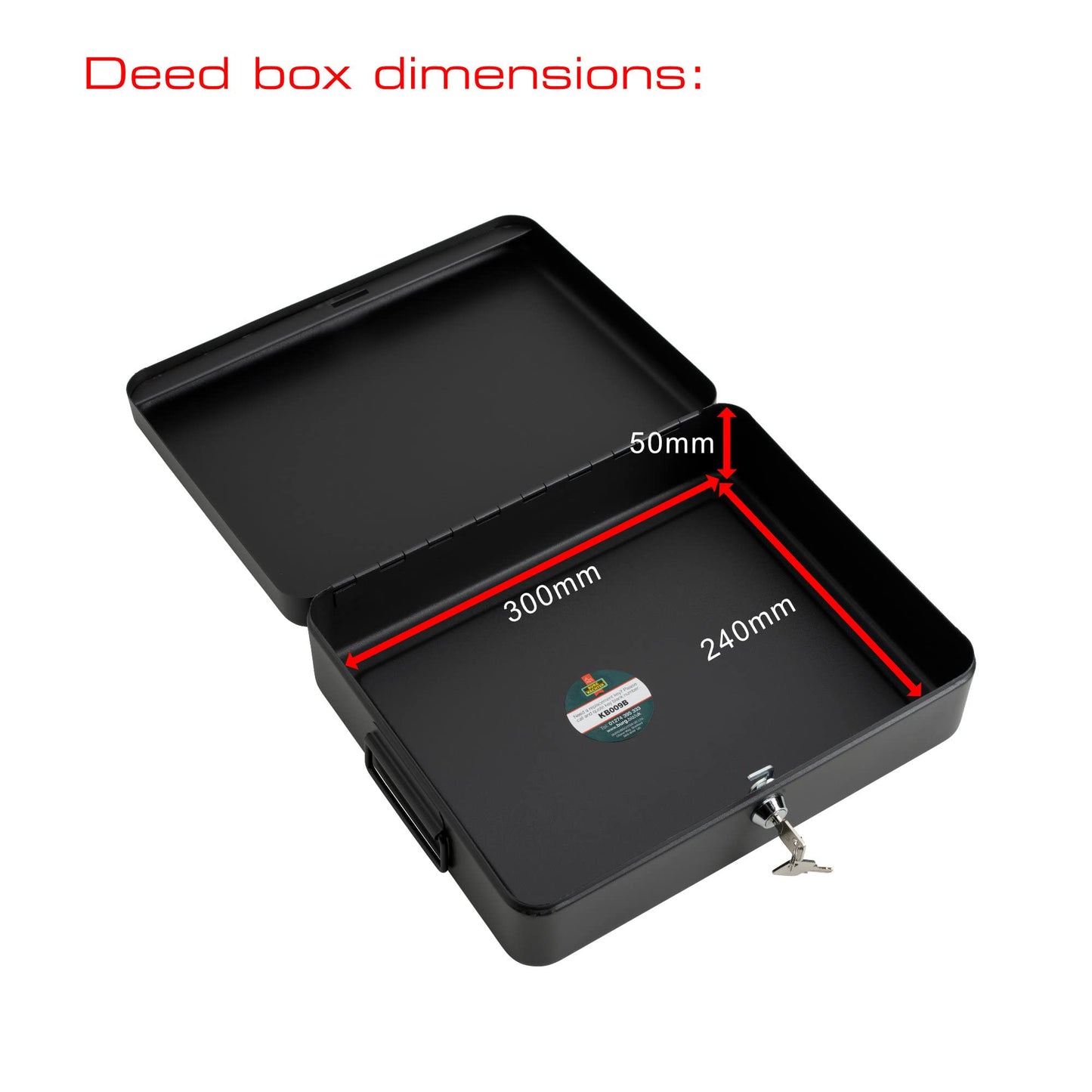 Sterling DB02 Deed Box, Black, 14.5" - Secure Document Storage