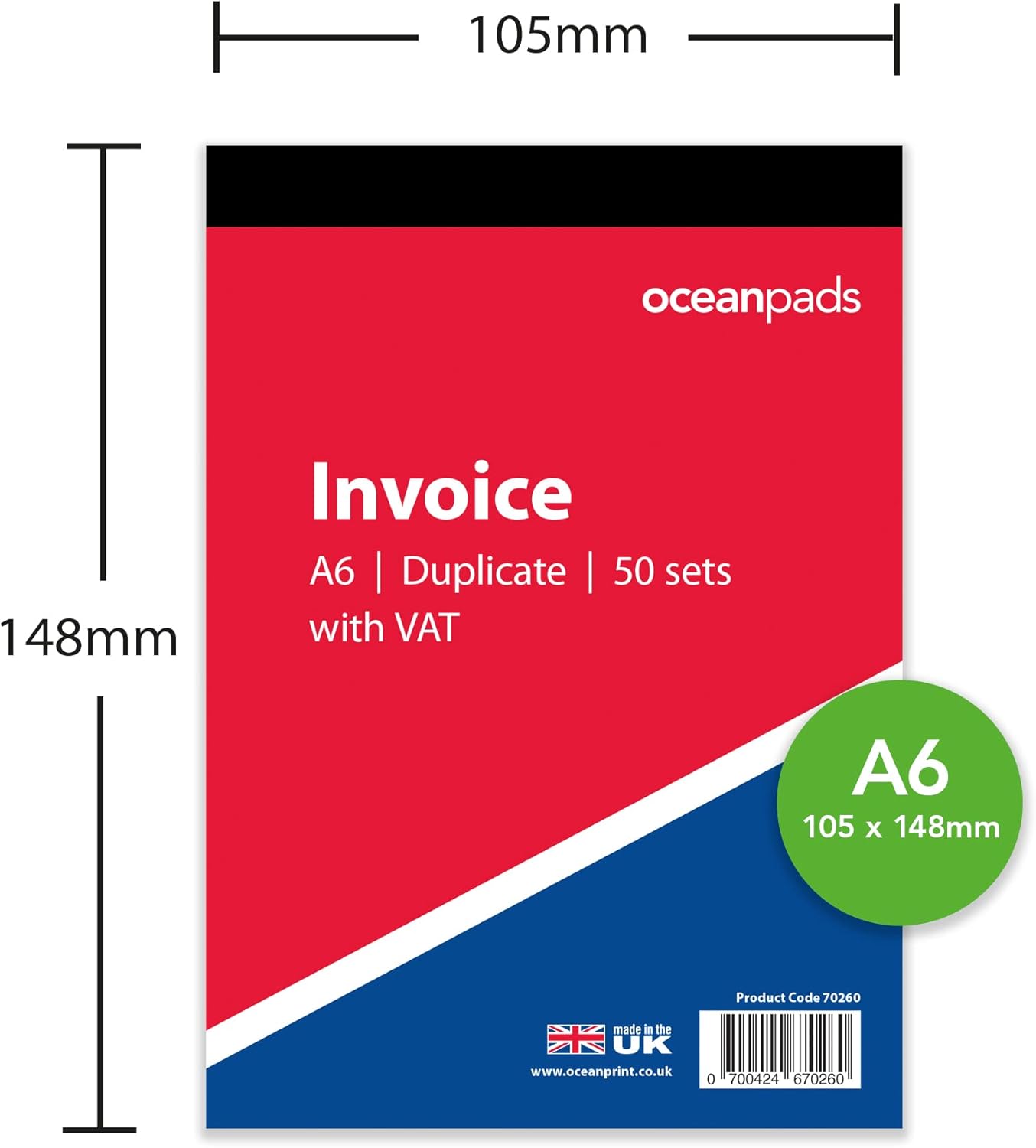 Small A6 Invoice Book Duplicate, 105mm x 148mm, Carbonless (70260)