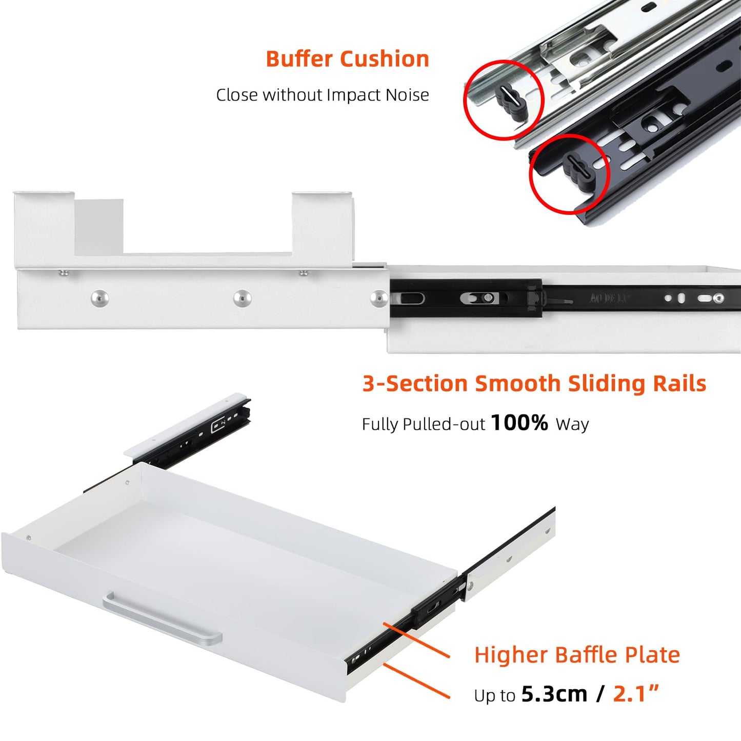 Under Desk Drawer Organizer with 4 Plastic Dividers - 54cm-CentralDepot247