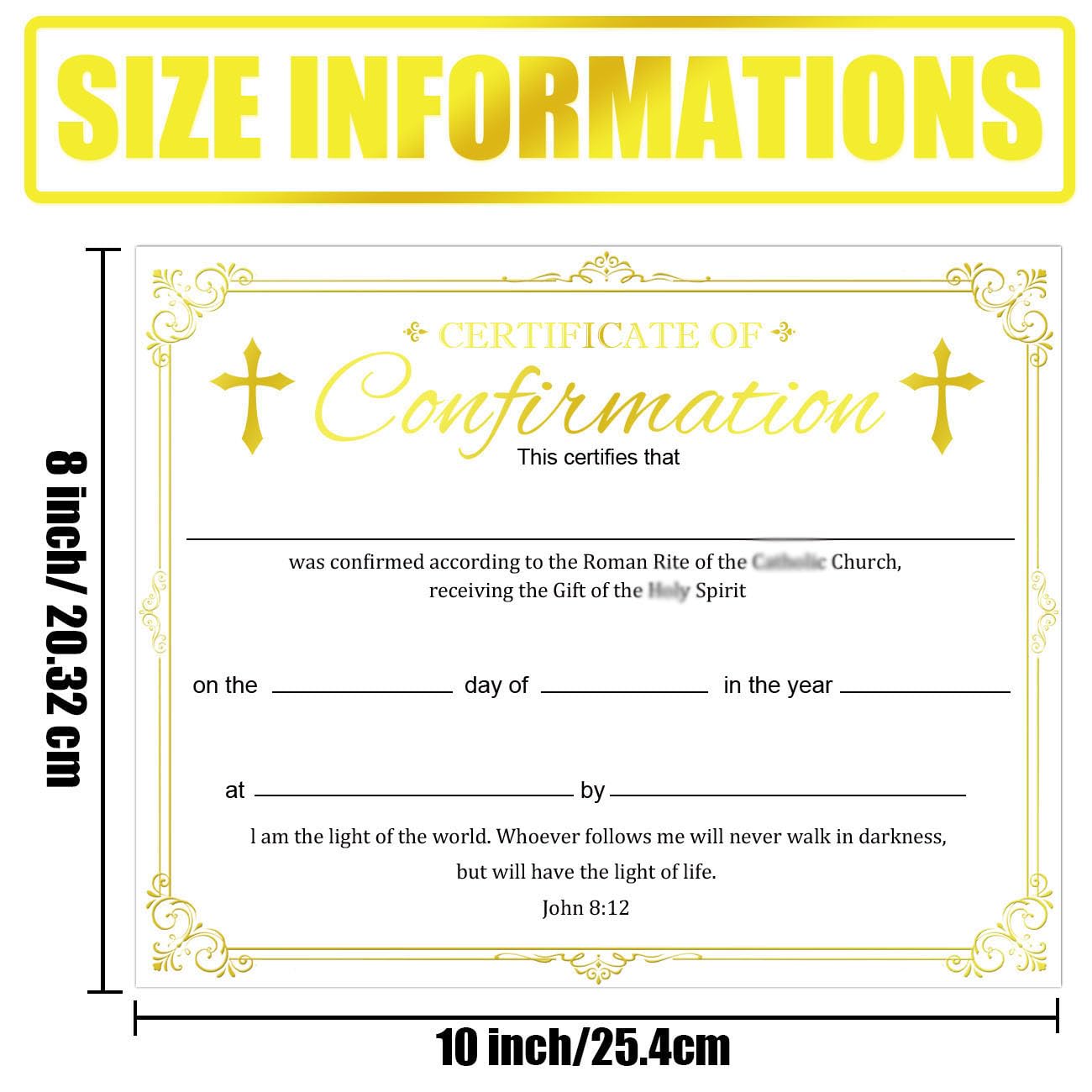 Religious Confirmation and Christening Certificate - 25 Pack - 8x10 Inch-CentralDepot247