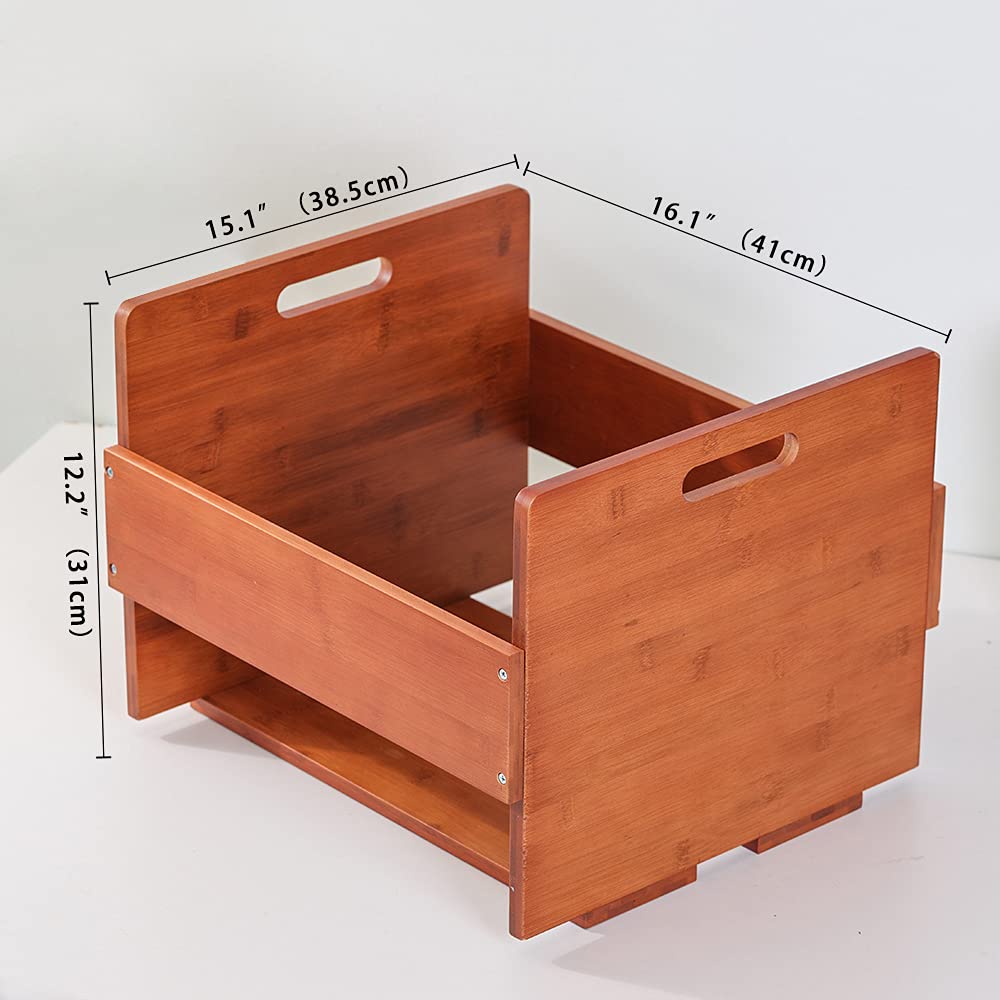 Vinyl Record Storage Crate - Bamboo Organizer for LPs Holds 80 Records-CentralDepot247