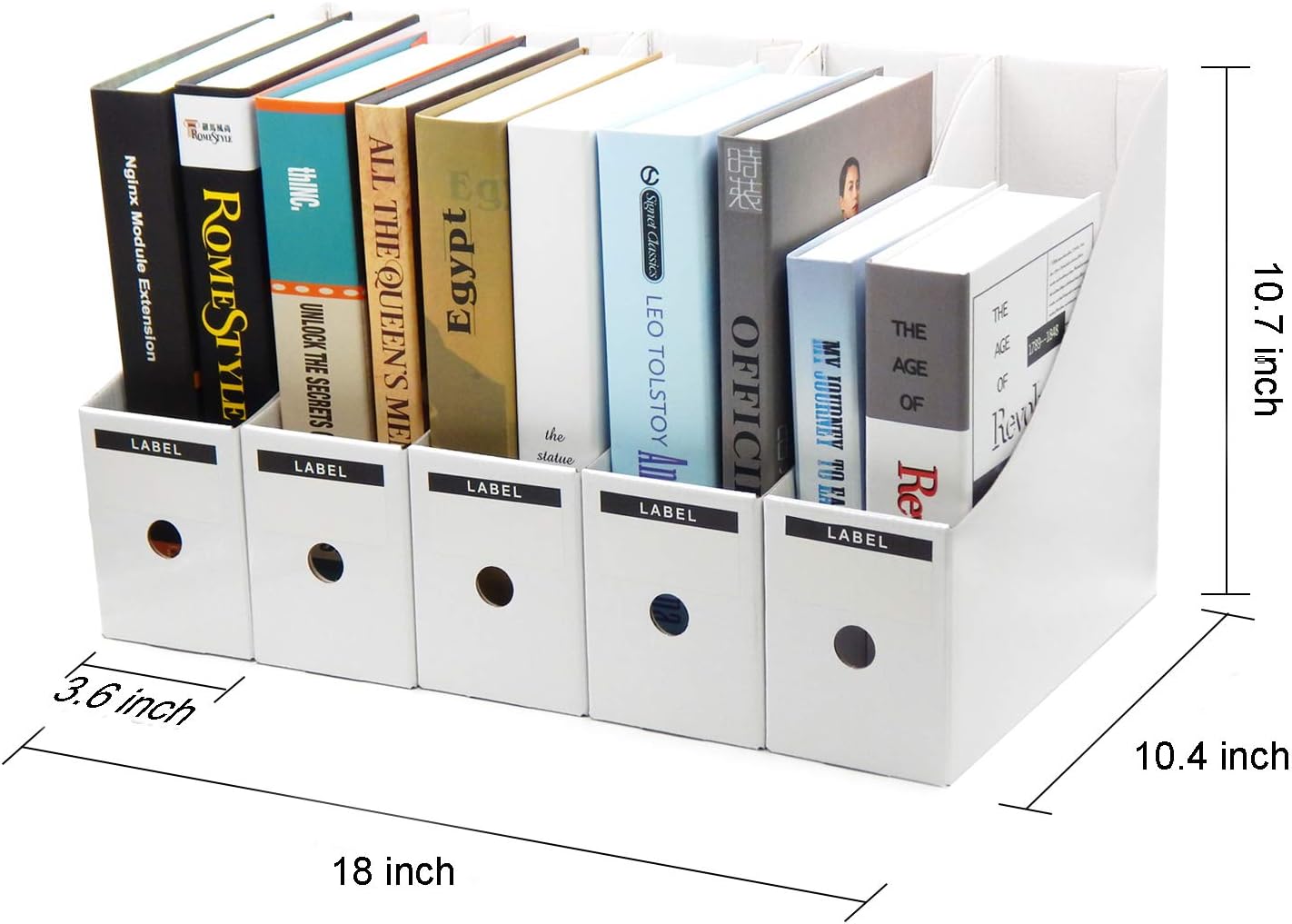 TOSSOW Kraft Paper Storage Box 5pcs Magazine Holder - White