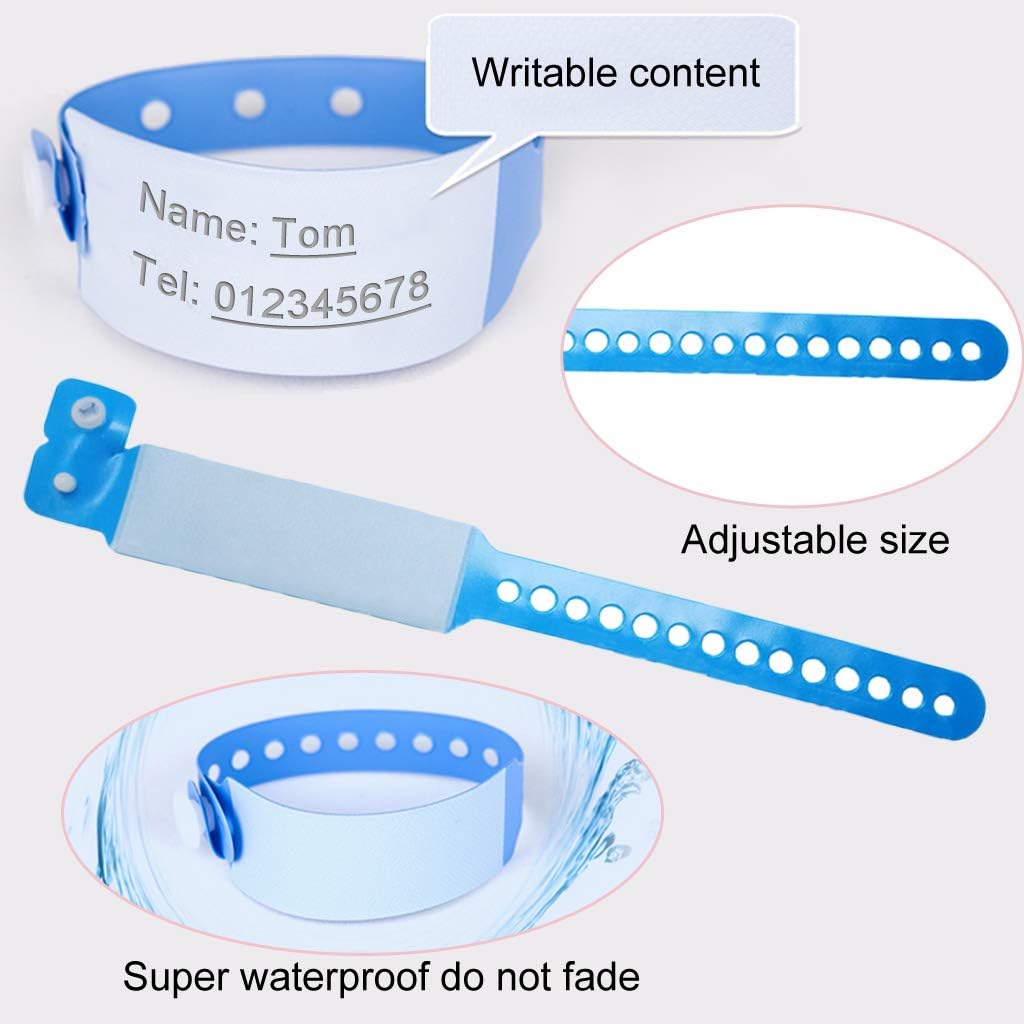 SwirlColor Adult Disposable Event Wristbands - 100 Pack, Blue