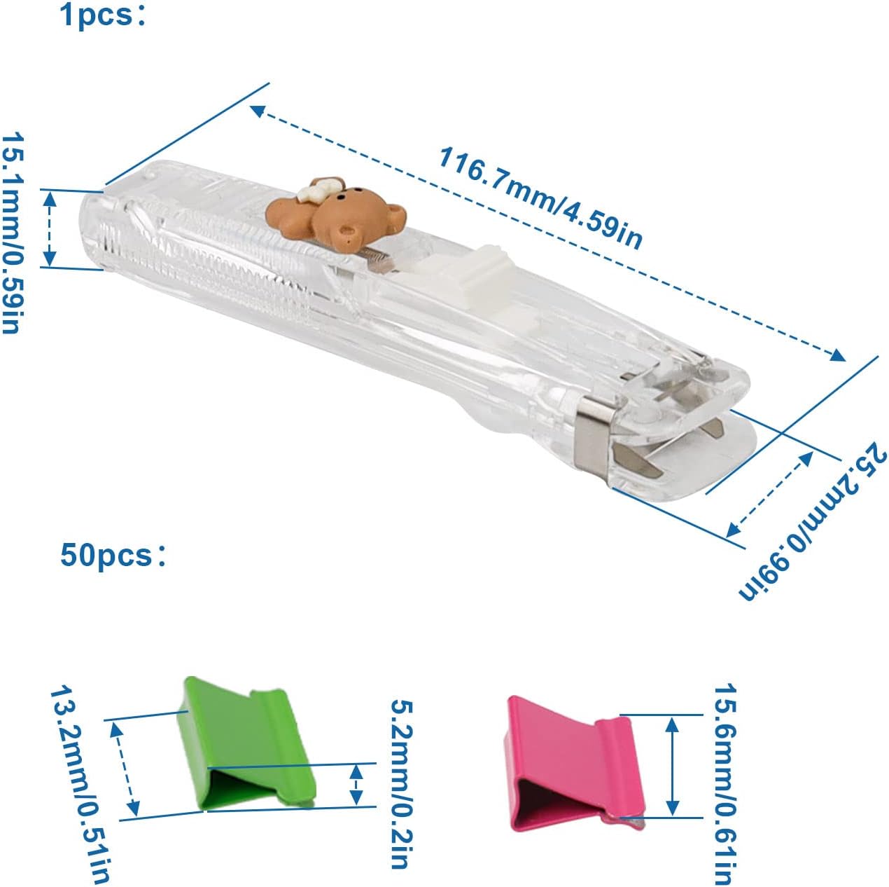 Paper Clip Dispenser Set with 50 Colorful Refill Clips-CentralDepot247