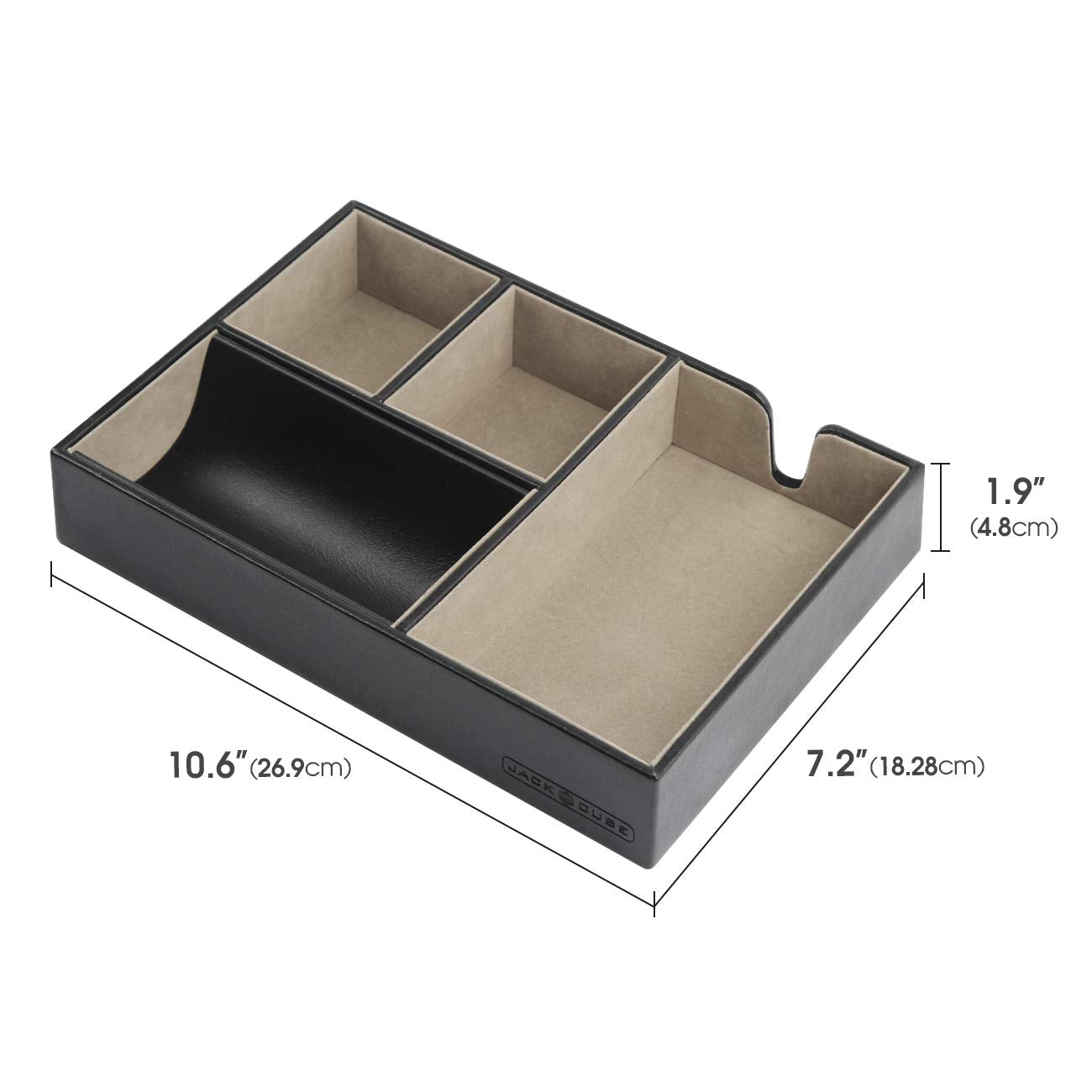 Valet Tray Multi Leather Organizer for Desk or Dresser - Black-CentralDepot247