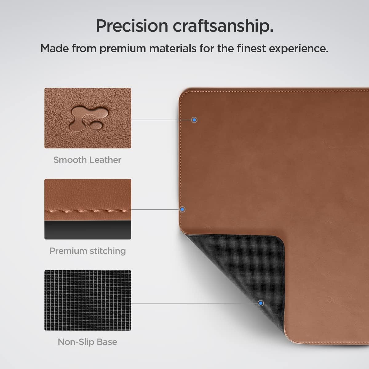 Velo Vegan PU Leather Desk Pad with Non-Slip Rubber Mat - Brown-CentralDepot247